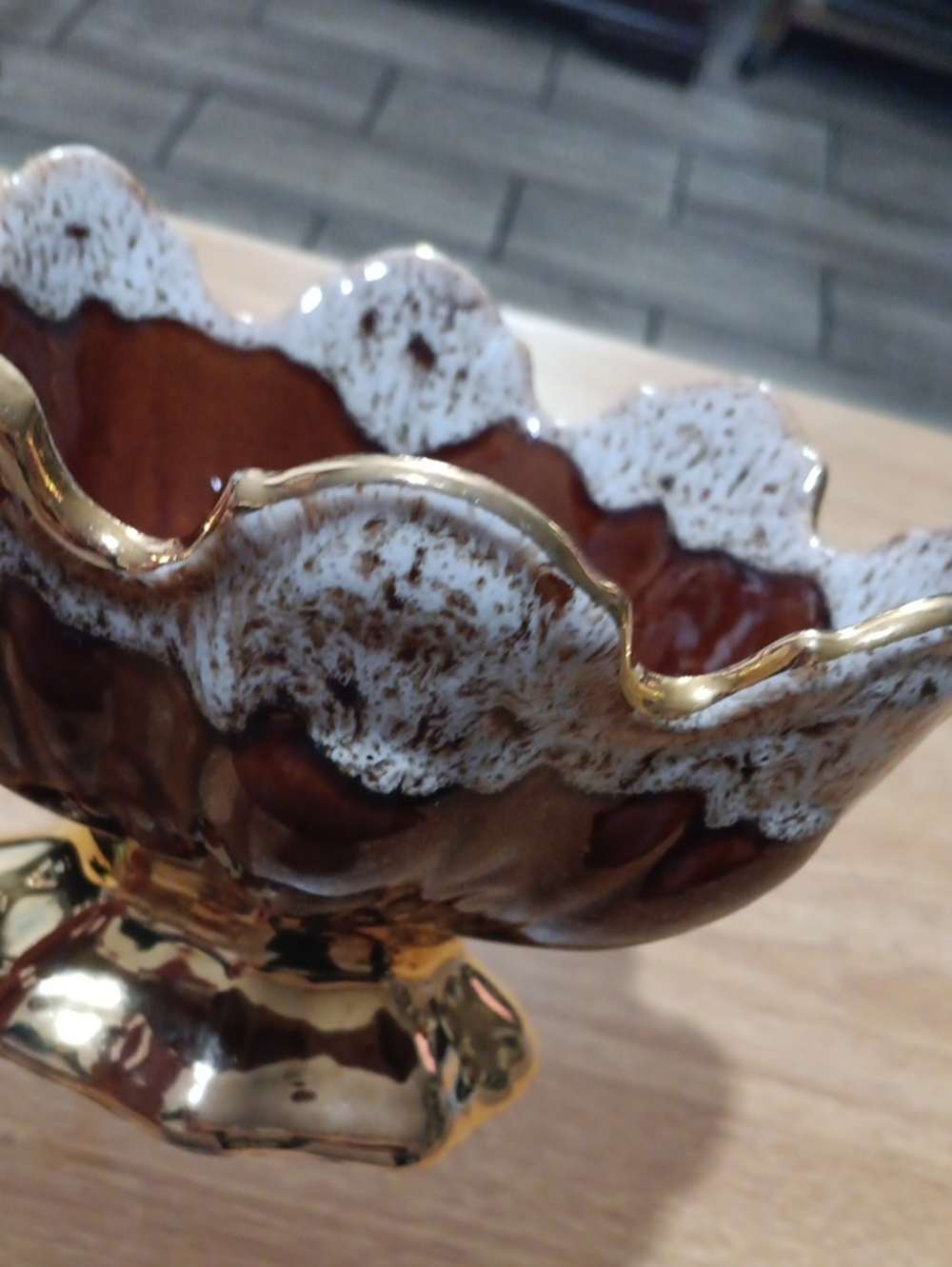 Vintage Gold And Brown Ceramic Bowl - Picture 3 of 10
